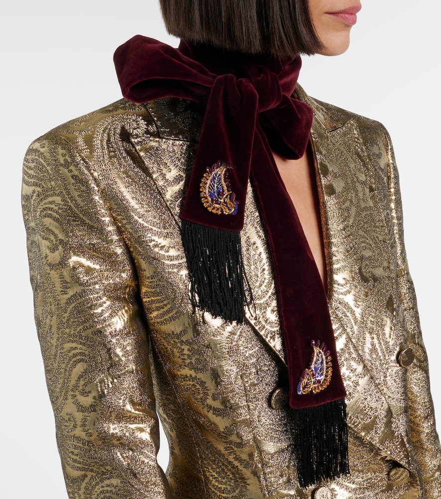 Etro Embellished paisley cotton velvet scarf
