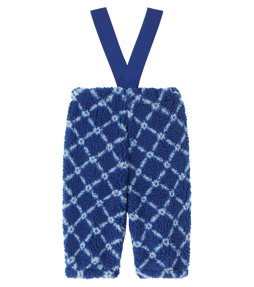 Tinycottons Baby Flower Checked Fleece Pants In Blue