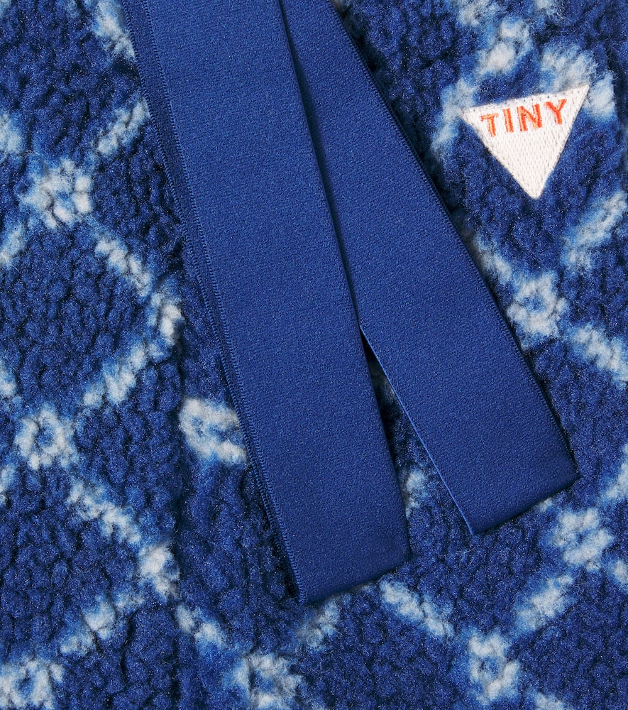 Tinycottons Baby Flower Checked Fleece Pants In Blue