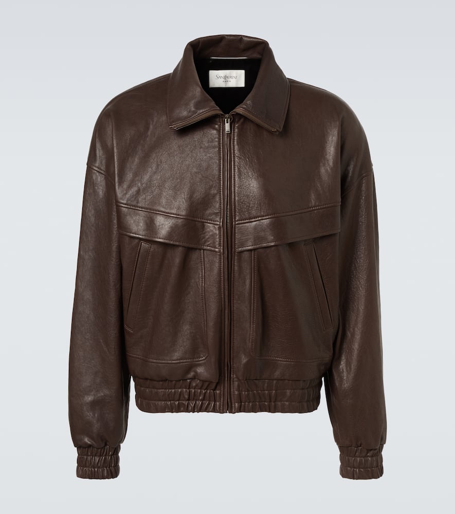 Leather bomber jacket