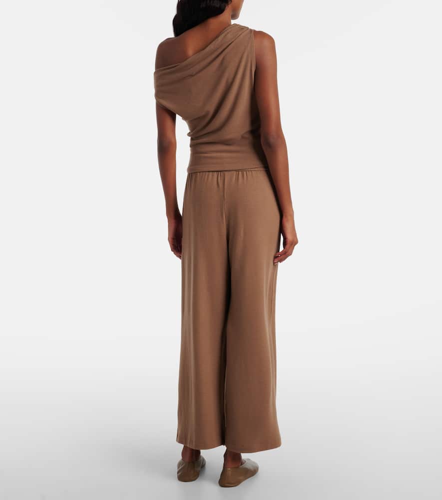 Leset Lauren Asymmetric Jersey Top In Brown