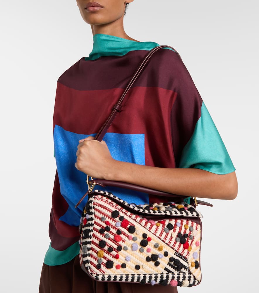 Loewe X Albers Puzzle Small Leather Shoulder Bag In Multi