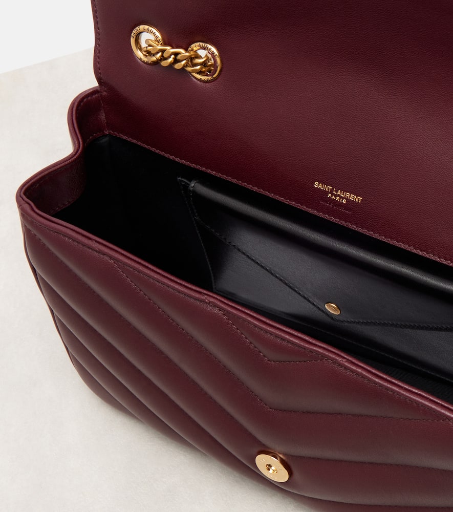 Saint Laurent Lou Lou Medium Leather Shoulder Bag In Burgundy