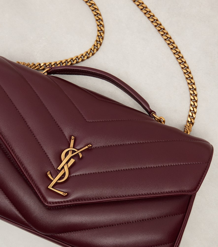 Saint Laurent Lou Lou Medium Leather Shoulder Bag In Burgundy