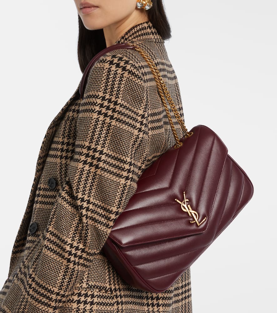 Saint Laurent Lou Lou Medium Leather Shoulder Bag In Burgundy