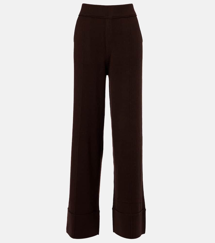 Jardin Des Orangers High-rise Wool And Cashmere Wide-leg Pants In Brown