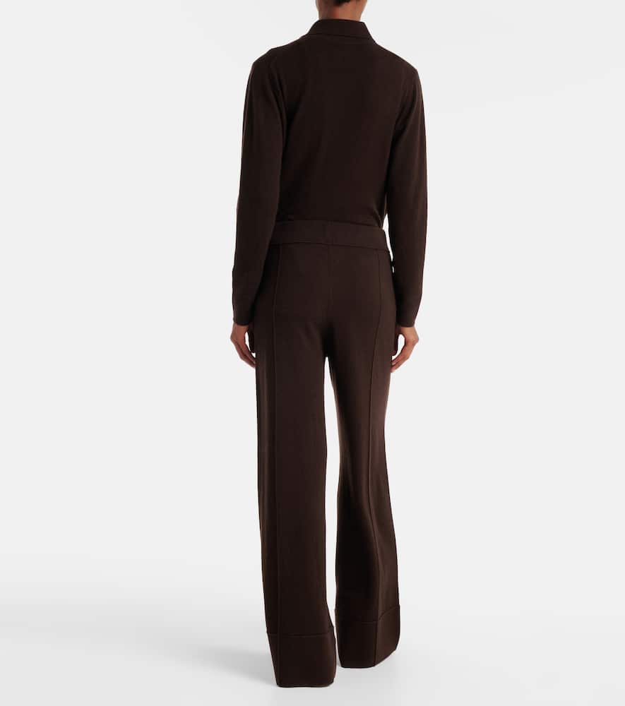Jardin Des Orangers High-rise Wool And Cashmere Wide-leg Pants In Brown