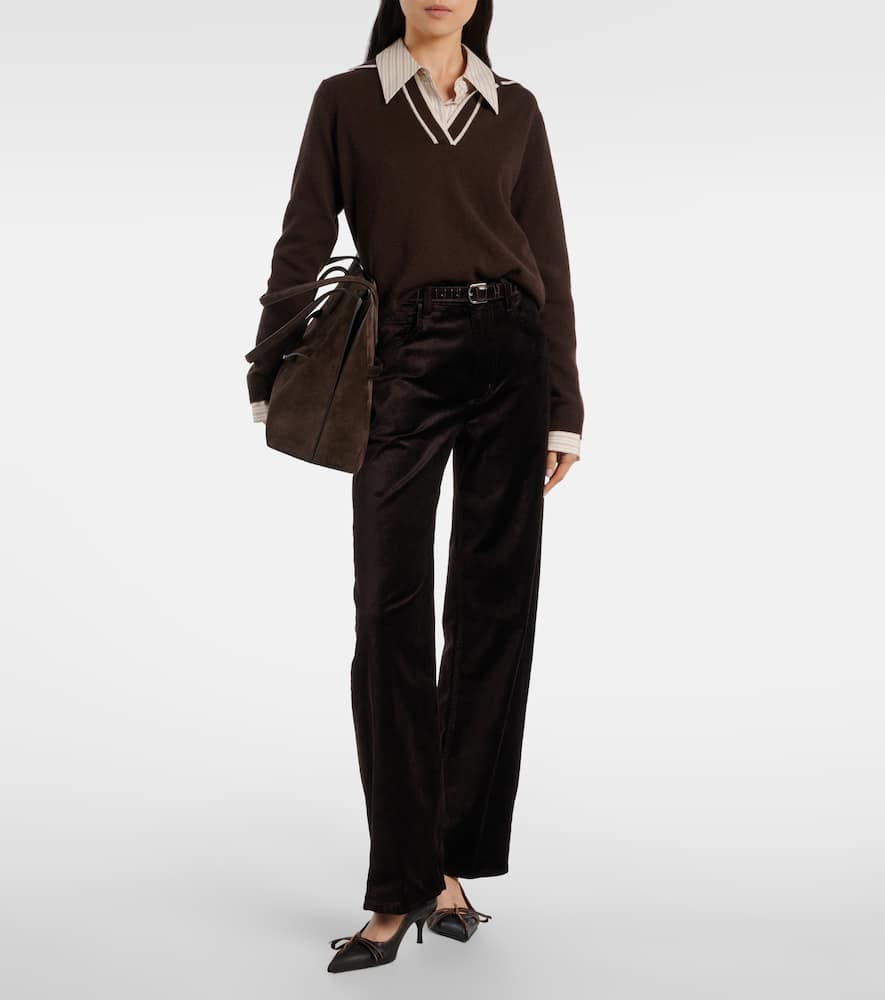 Citizen Of Humanity Ayla Cotton-blend Velvet Straight Pants In Brown