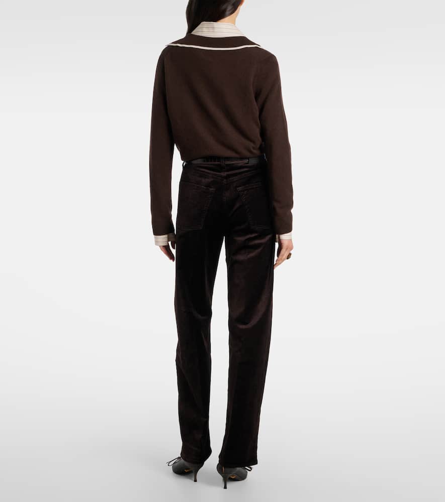 Citizen Of Humanity Ayla Cotton-blend Velvet Straight Pants In Brown