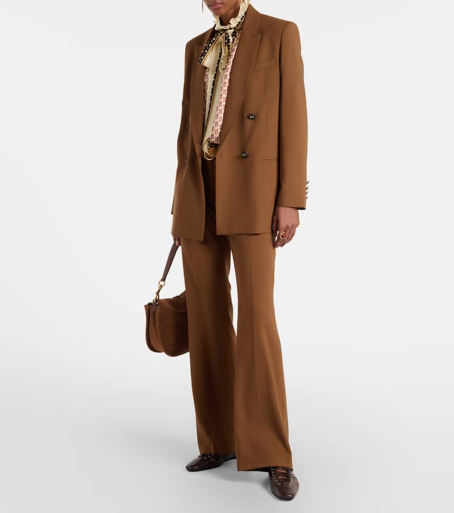 Etro Double-breasted Wool Blazer In Animal Print