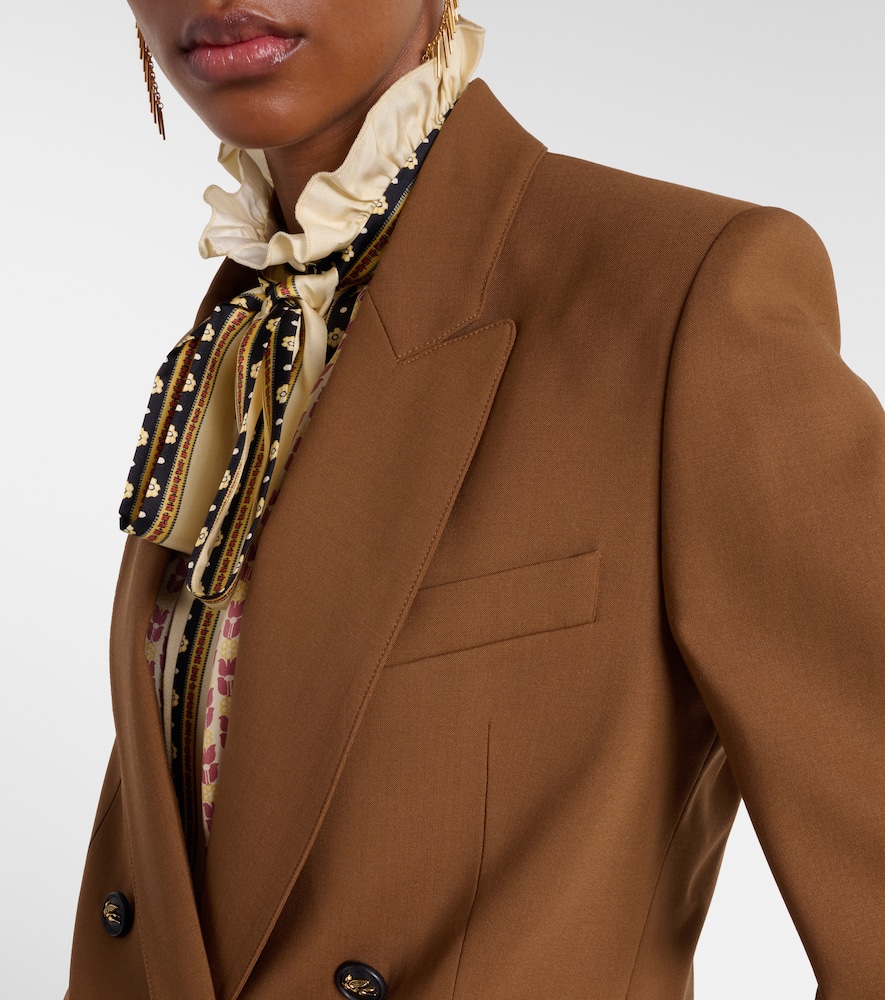 Etro Double-breasted Wool Blazer In Animal Print