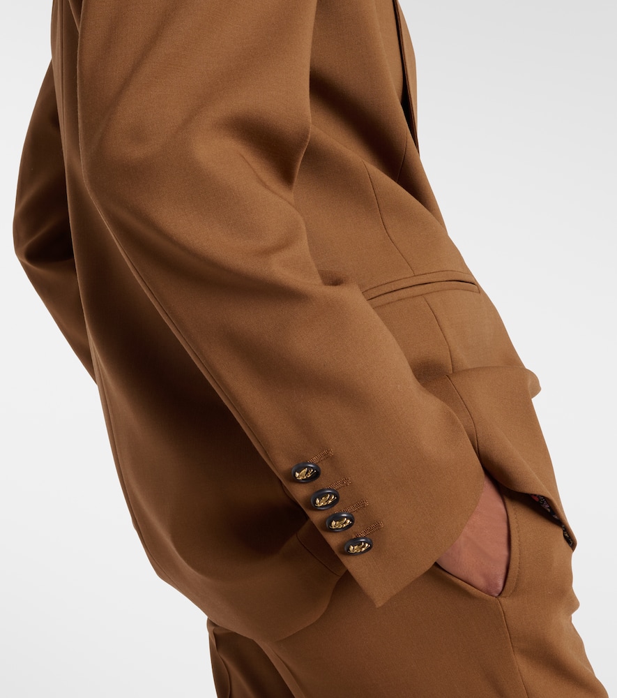 Etro Double-breasted Wool Blazer In Animal Print