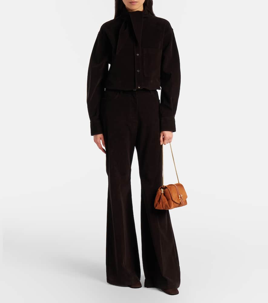 Ferragamo Flap Small Suede Shoulder Bag In Brown