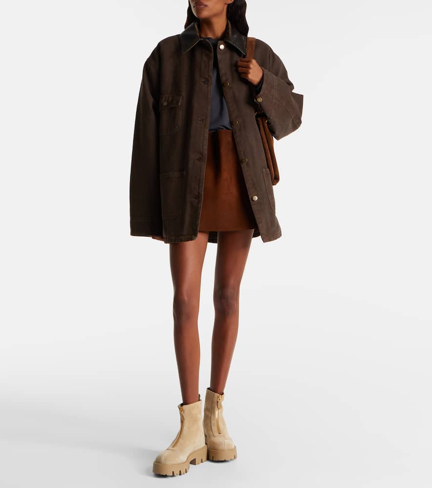 Prada Suede Platform Ankle Boots In Brown