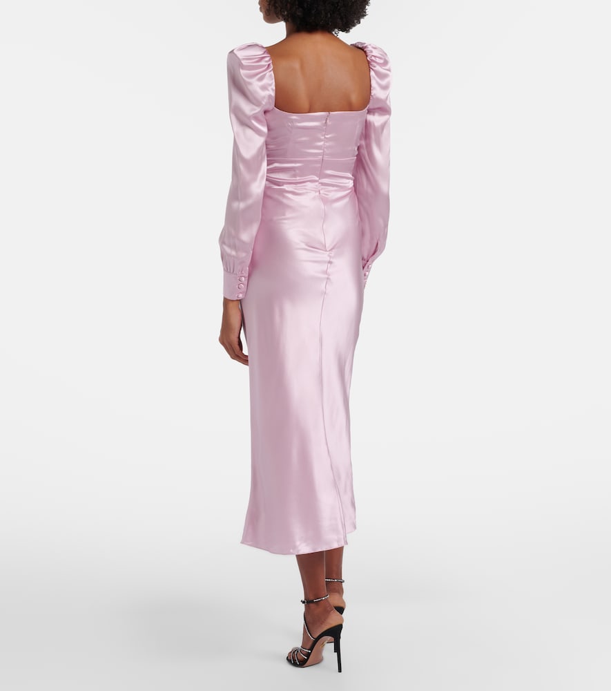  Alessandra Rich Alessandra Rich Vestido Midi De Seda Con Encaje 