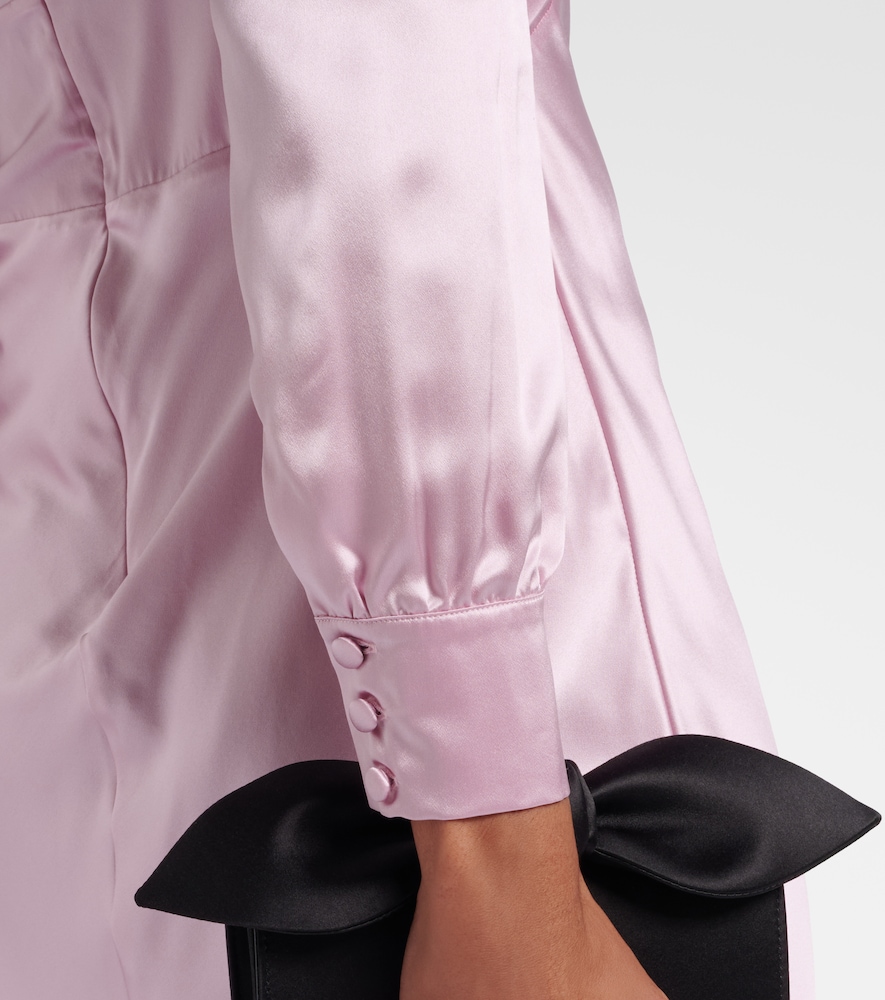  Alessandra Rich Alessandra Rich Vestido Midi De Seda Con Encaje 