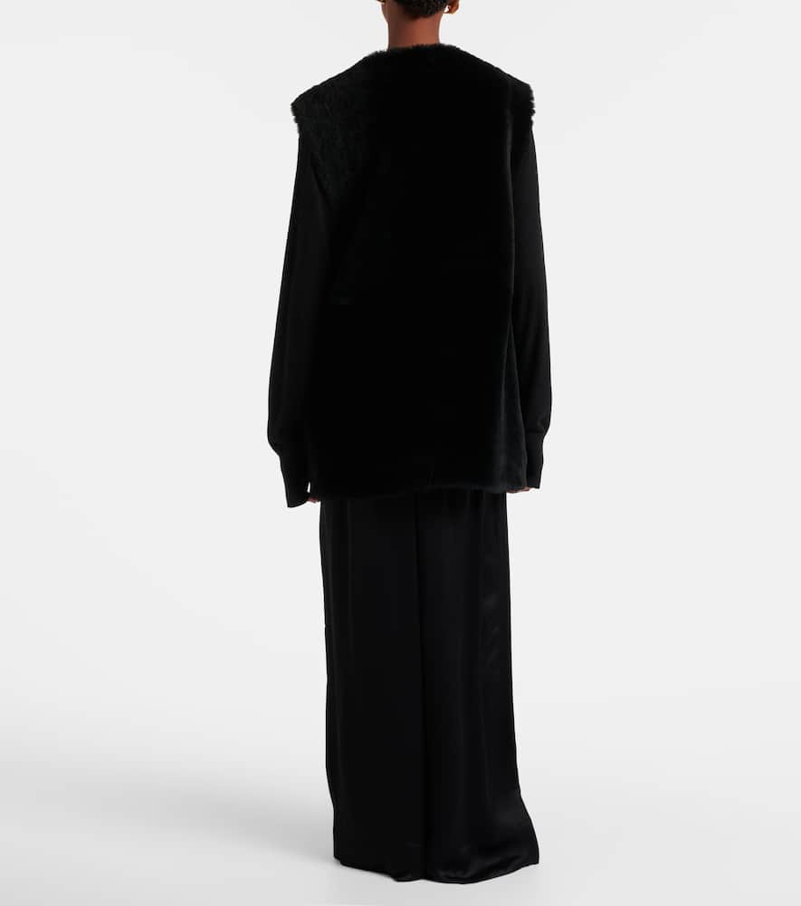 Totême Satin Wide-leg Pants In Black