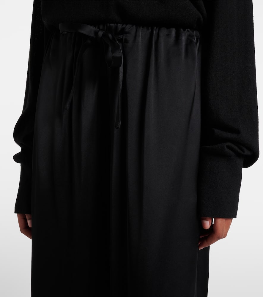 Totême Satin Wide-leg Pants In Black