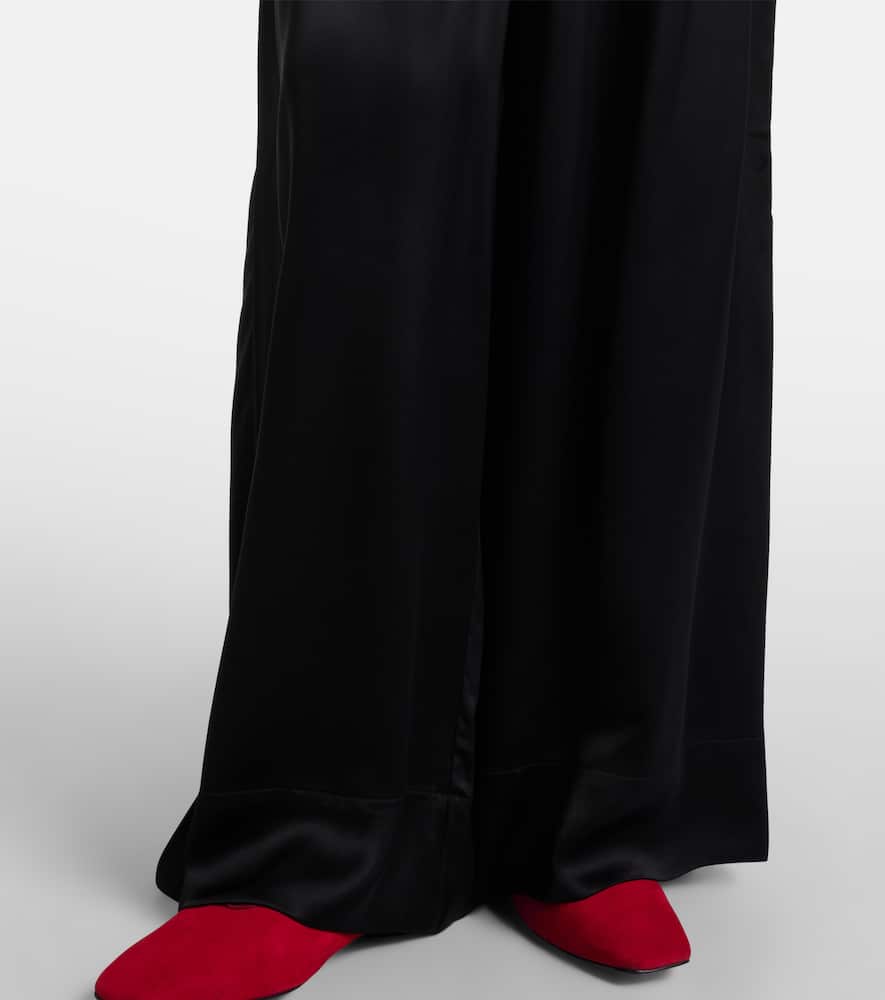 Totême Satin Wide-leg Pants In Black