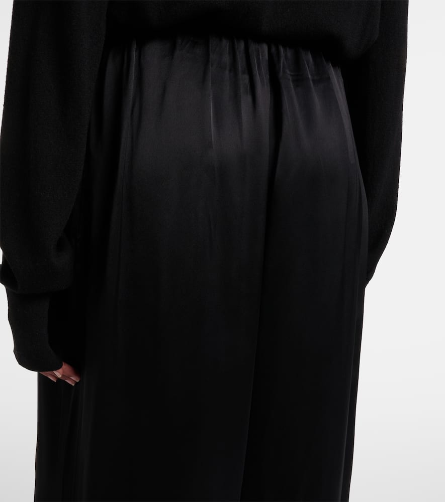 Totême Satin Wide-leg Pants In Black