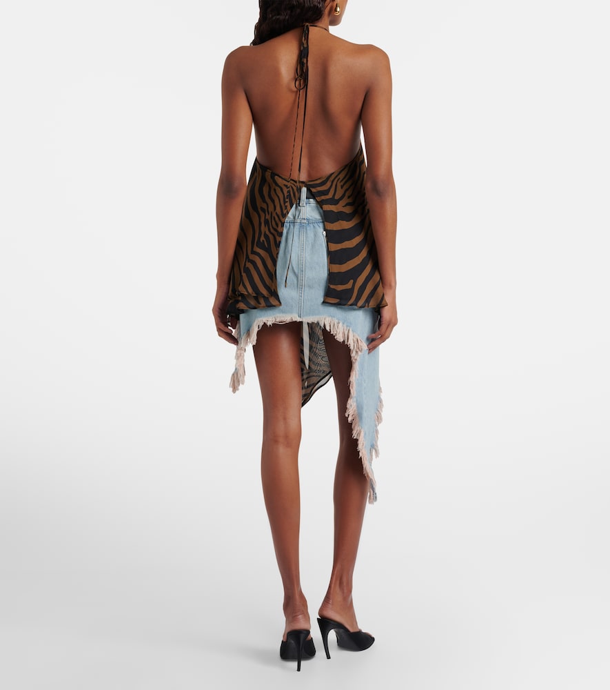  Blumarine Blumarine Asymmetric Distressed Denim Miniskirt 