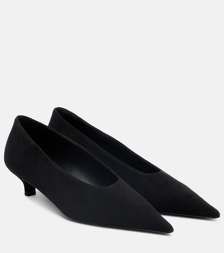 Totême Sharp Suede Kitten Pumps Black In Black