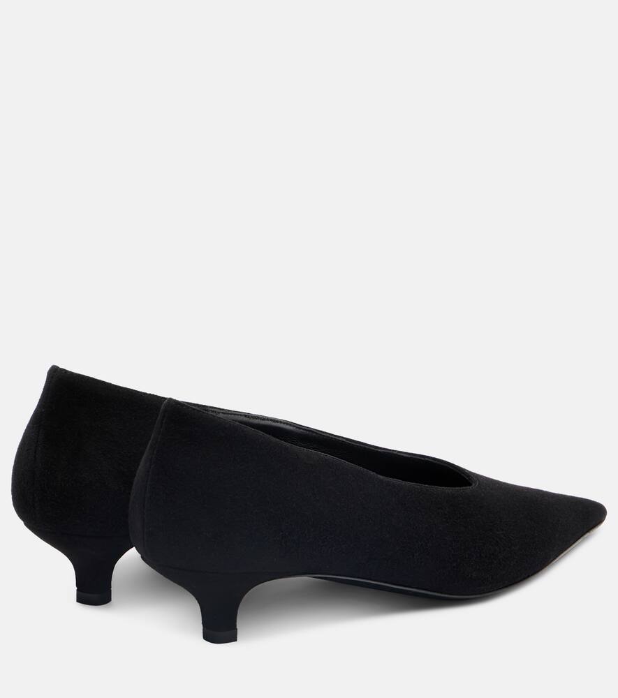 Totême Sharp Suede Kitten Pumps Black In Black