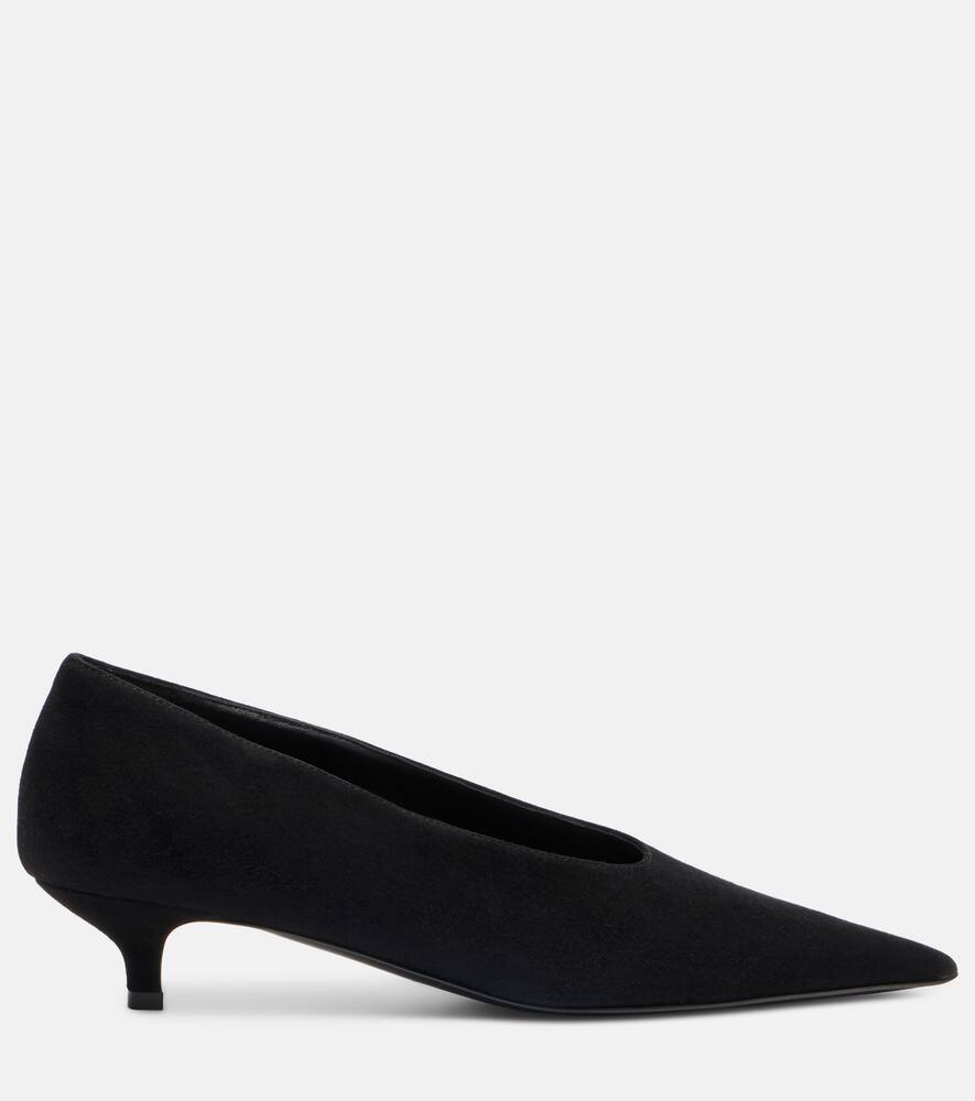 Totême Sharp Suede Kitten Pumps Black In Black