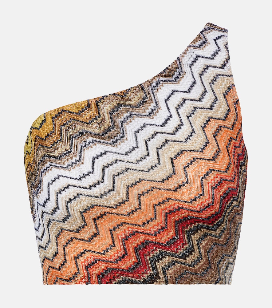 Missoni One-shoulder lamé crop top