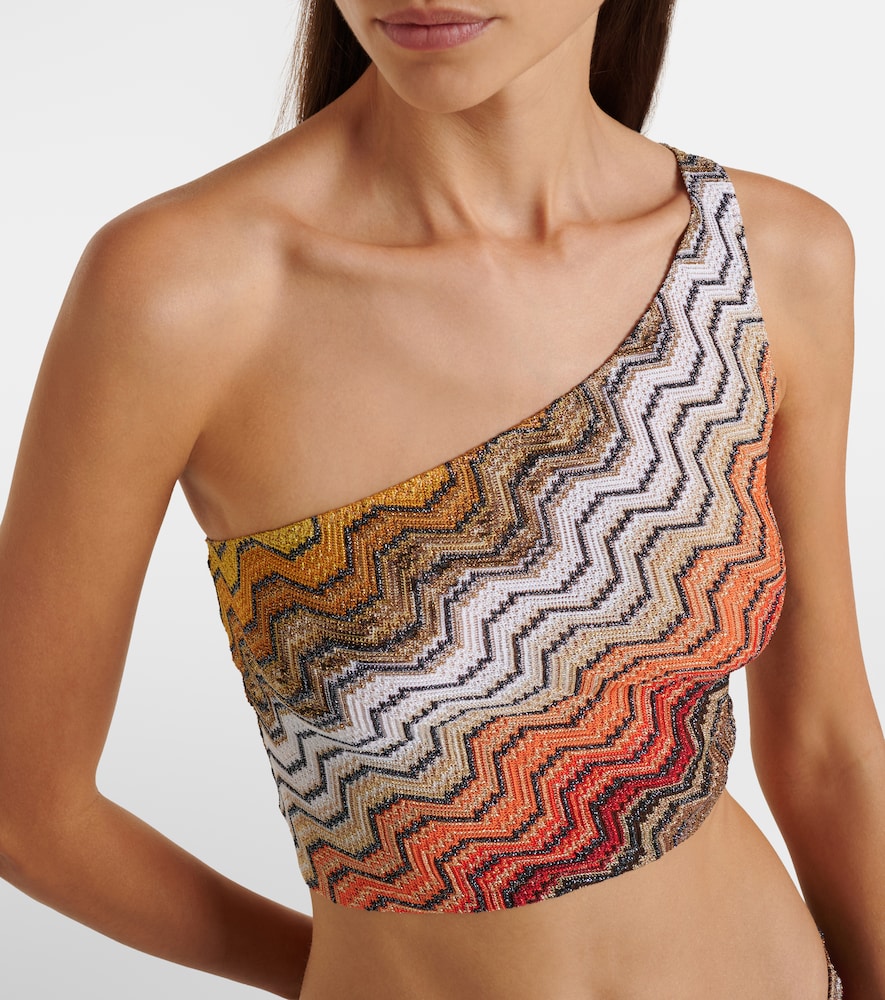 One-Shoulder Lamé Crop Top
