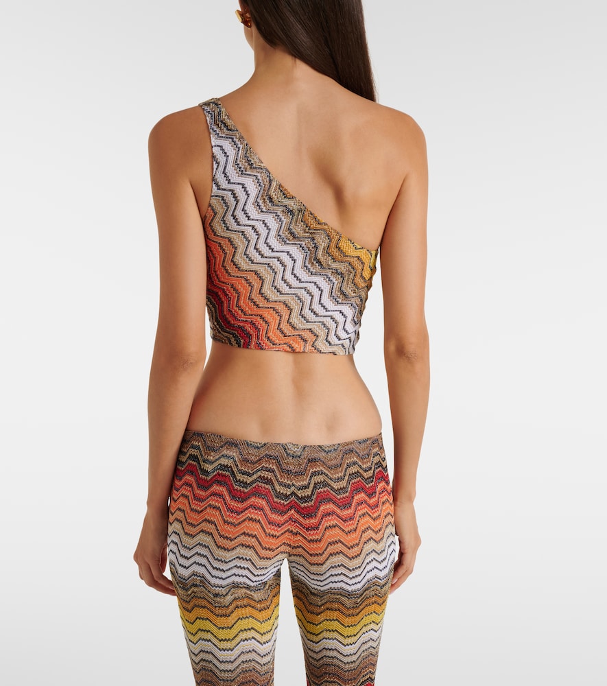 One-Shoulder Lamé Crop Top
