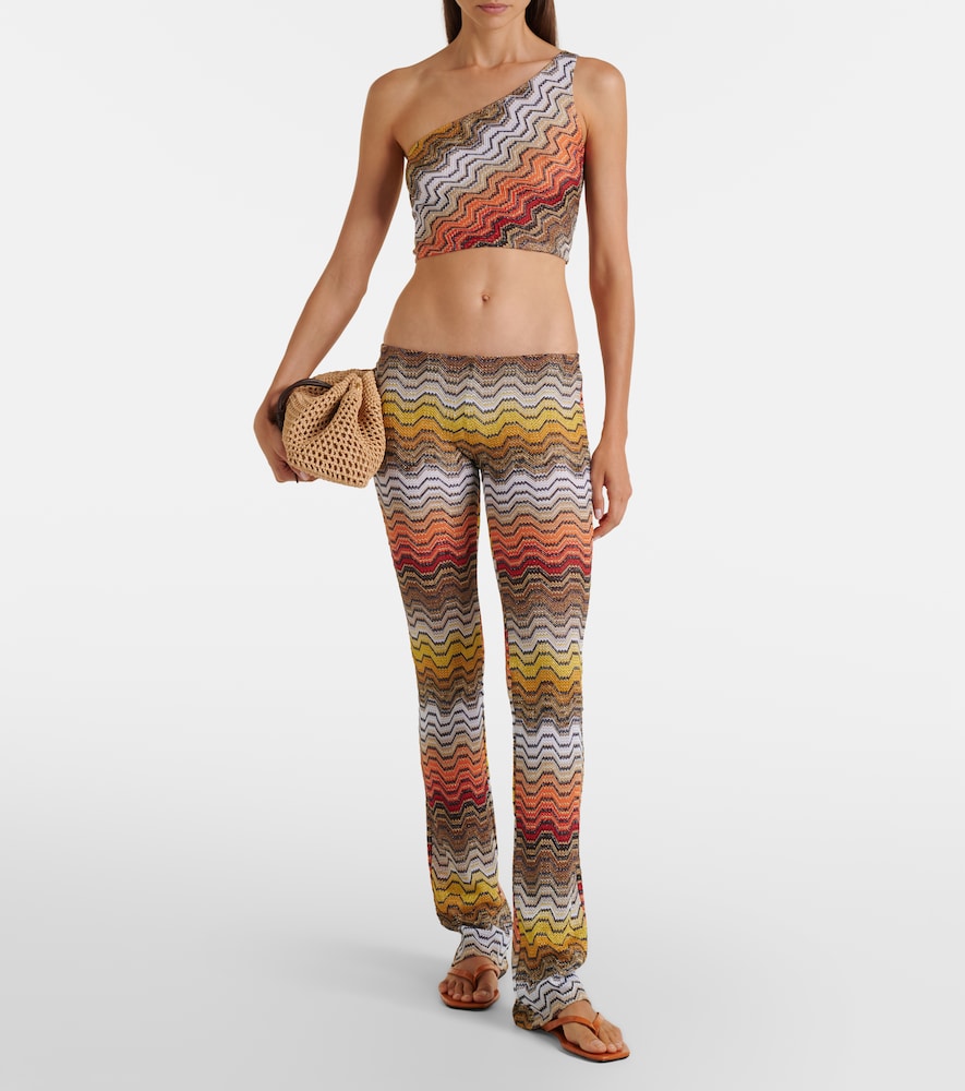 One-Shoulder Lamé Crop Top
