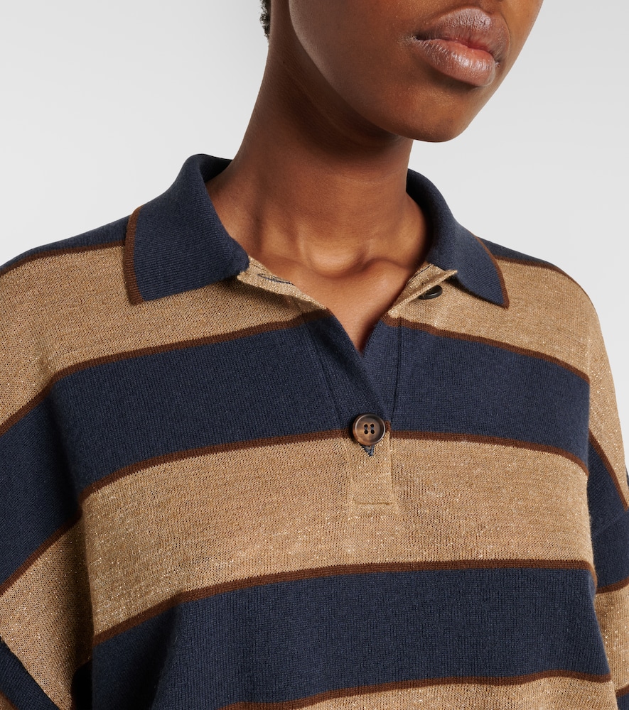  Brunello Cucinelli Brunello Cucinelli Wool, Cashmere, And Silk Polo Sweater 