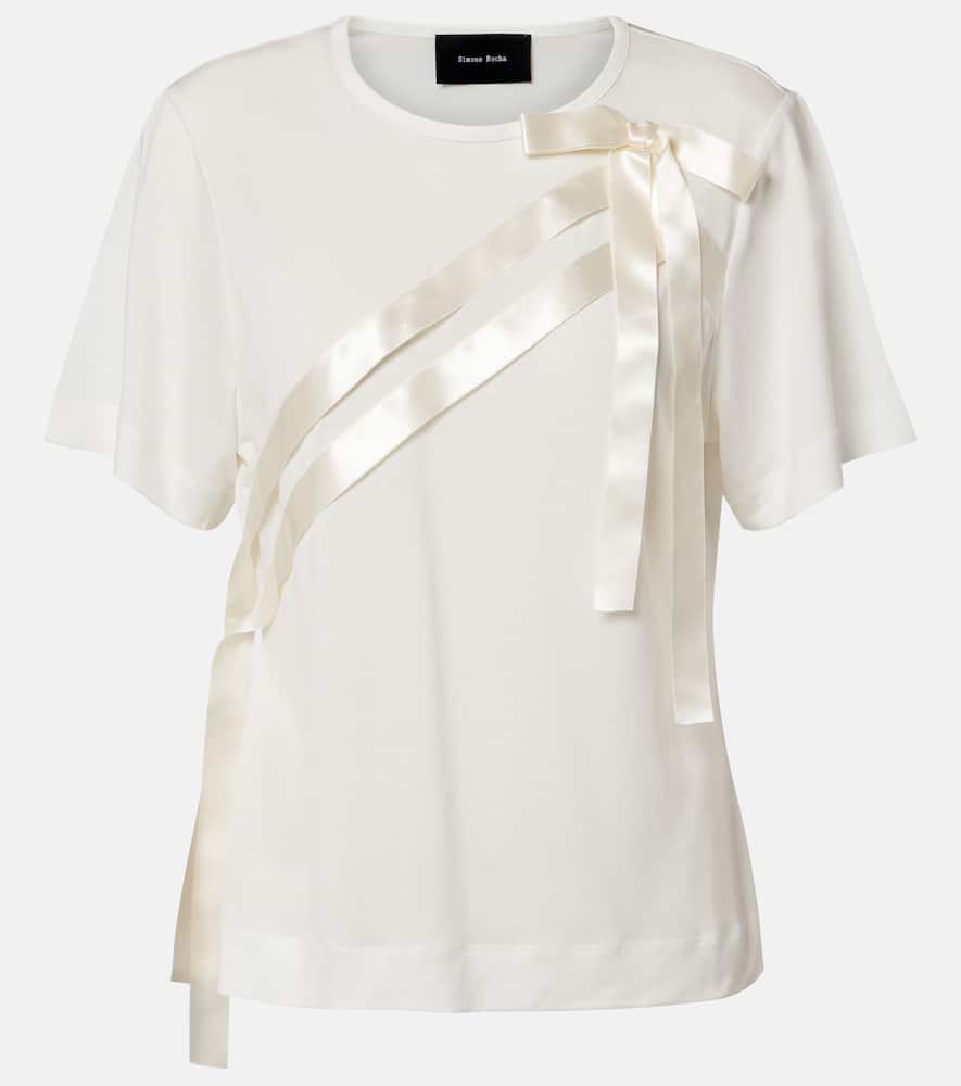 Simone Rocha Bow-detail Jersey T-shirt In White