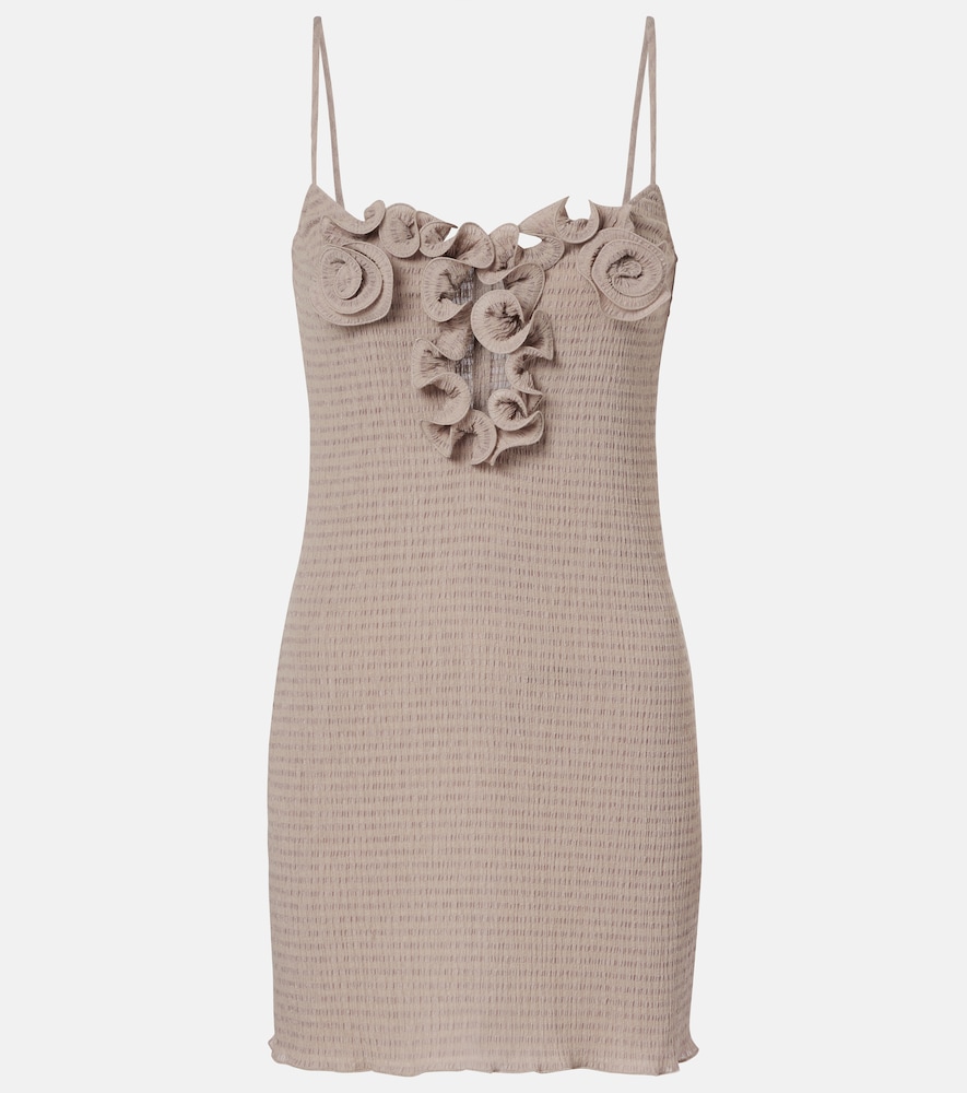 Magda Butrym Floral-appliqué shirred crêpe minidress