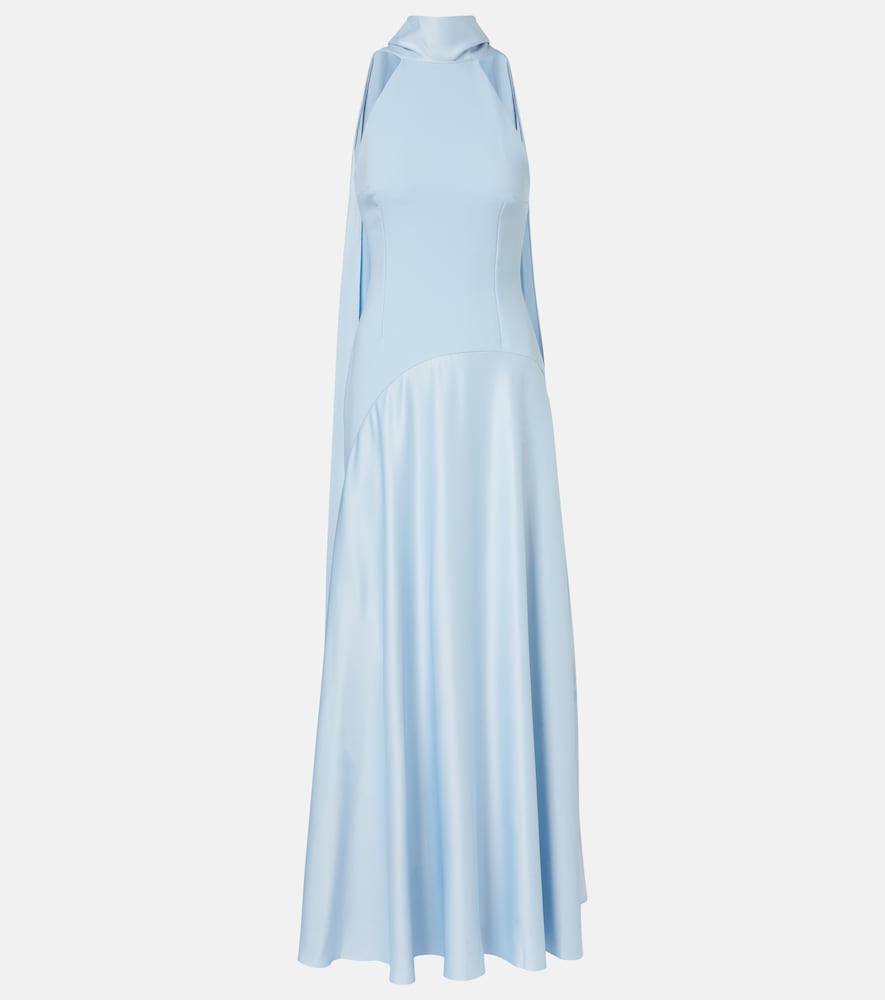 Solace London Cece halterneck crêpe and satin gown