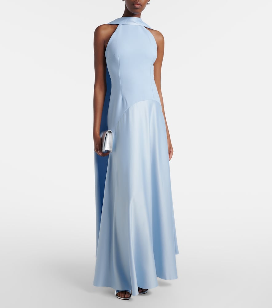 Solace London Cece halterneck crêpe and satin gown