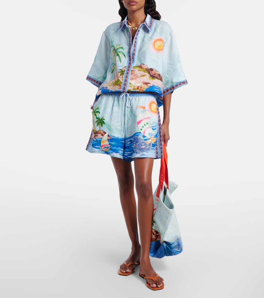 Alémais Printed linen shorts