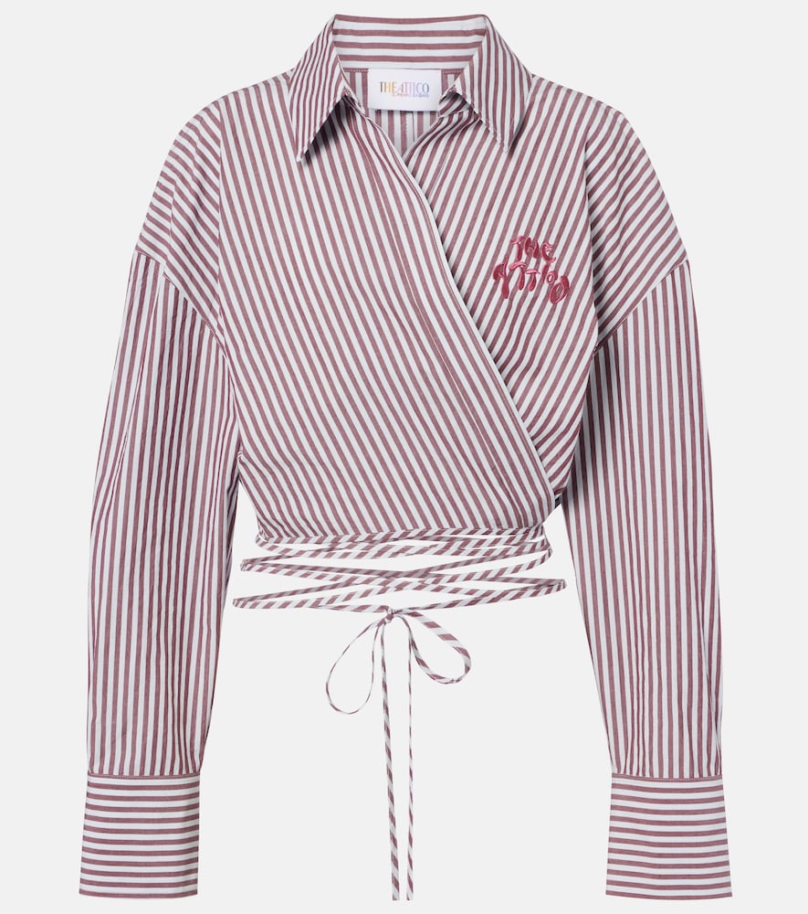 The Attico Striped cotton wrap top