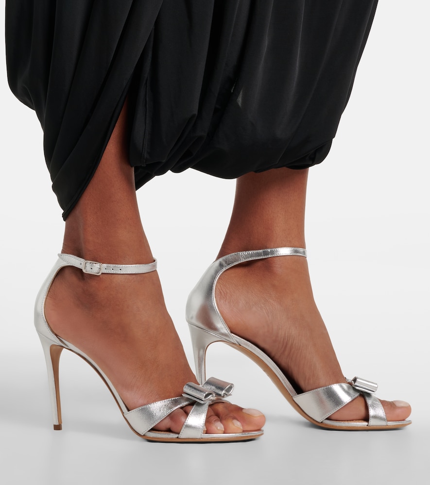 Ferragamo Bow-detail metallic leather sandals