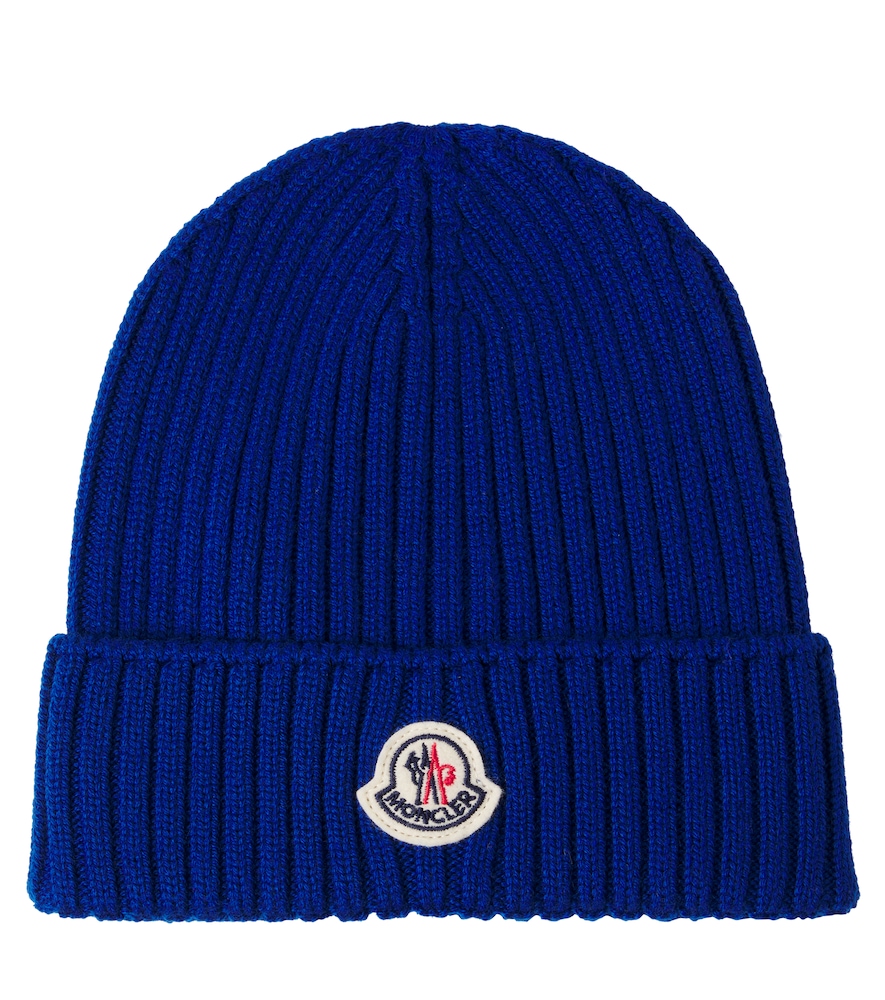 Moncler Enfant Blue Logo Virgin Wool Beanie - Mytheresa