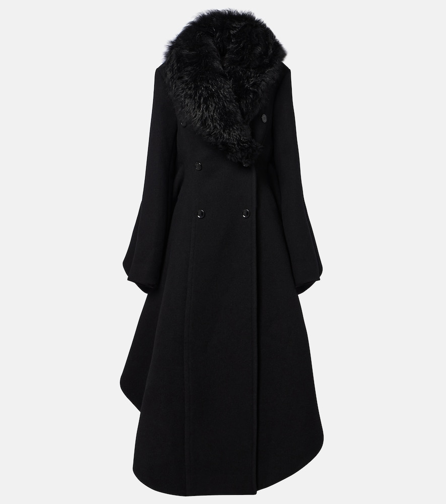 Alaïa Shearling-trimmed wool and silk coat
