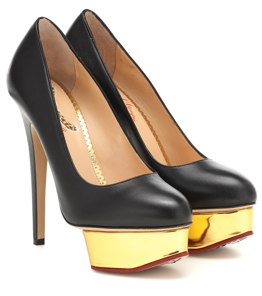 Click to view more detailed imagery on our partner's website Charlotte Olympia Dolly Leather Plateau Pumps In Black