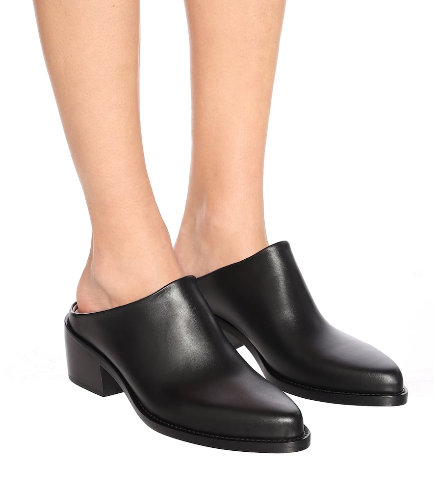 Shop Legres Leather Mules In Black