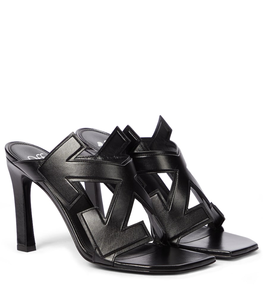 Off-white Off White Arrows Motif Leather Mules In Black No Color