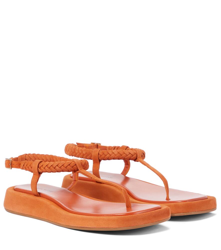 Gia Borghini Flat Braided Strap Sandals In Burnt Orange In Orange