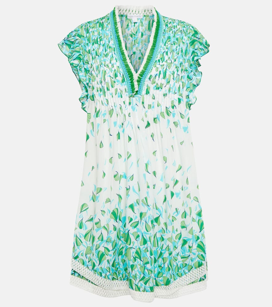 Poupette St Barth Sasha Printed Minidress In Green Petale