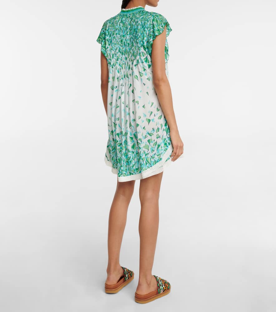 Poupette St Barth Sasha Printed Minidress In Green Petale