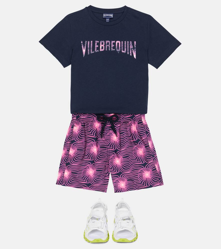 Vilebrequin Thomy Printed Cotton T-shirt In Bleu Marine