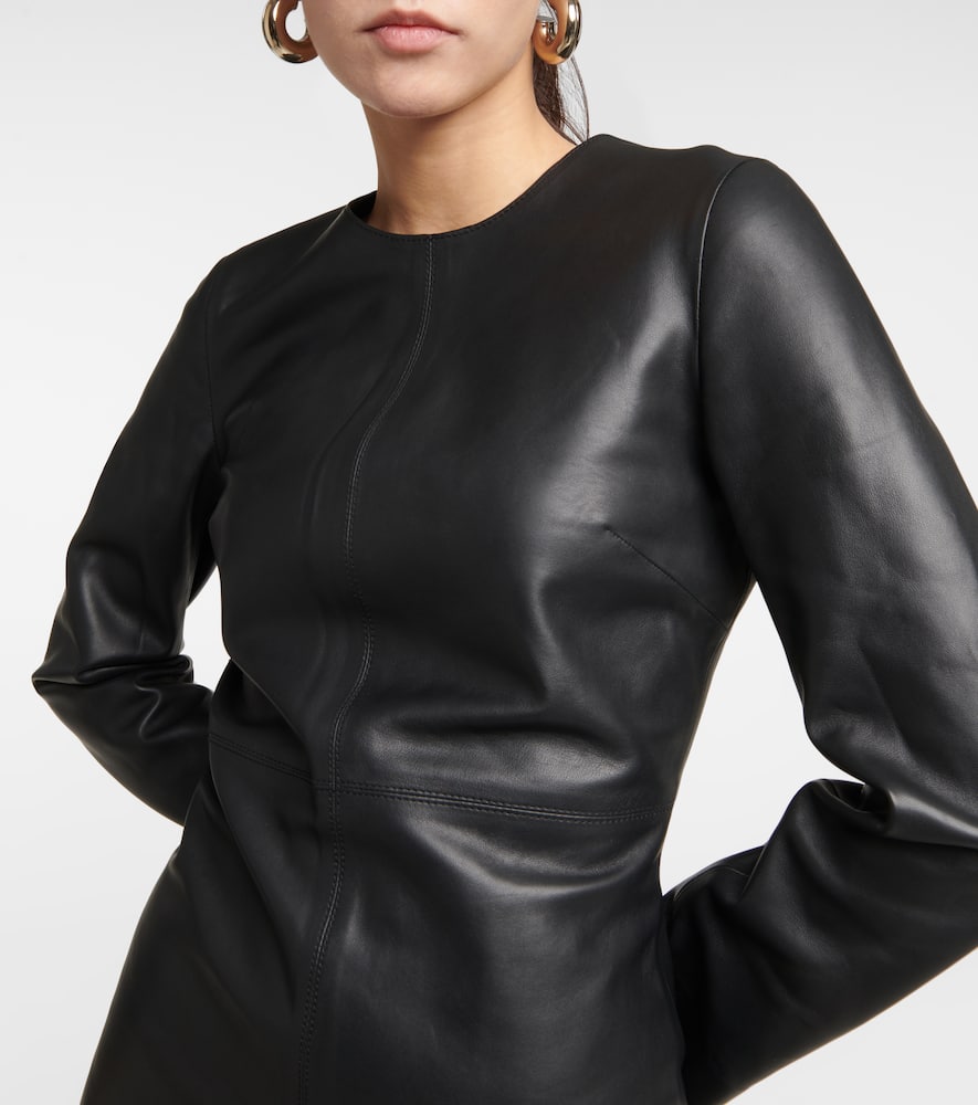 Totême Panelled Leather Dress Black In Black